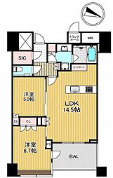 パークコート文京小石川ザタワー 2LDKの間取図画像