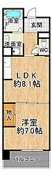 明泉寺南住宅明泉寺シティコート 1DKの間取図画像