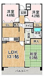 井吹東シティコート3号棟 3LDKの間取図画像