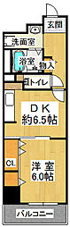 西鈴蘭台シティコート西鈴蘭台南住宅 1DKの間取図画像