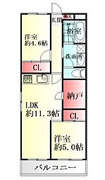 チサンマンション第5仙台 2LDKの間取図画像