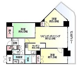 パークタワー台原 3LDKの間取図画像