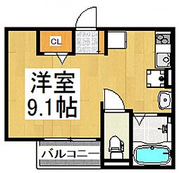 flap秋津 ワンルームの間取図画像
