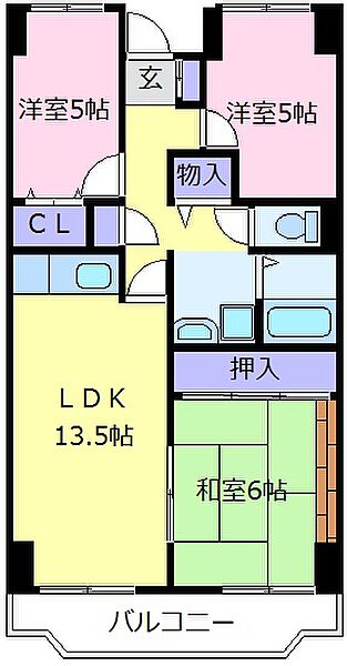 大阪府河内長野市小山田町(賃貸マンション3LDK・6階・68.64㎡)の写真 その2