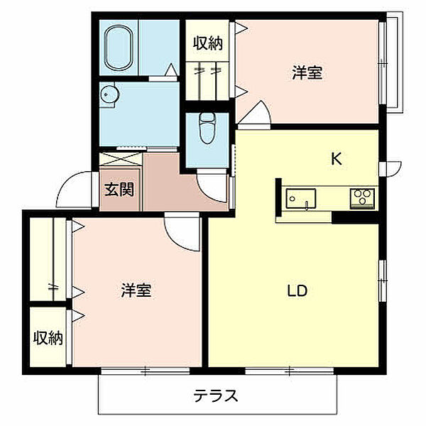 大阪府堺市中区大野芝町(賃貸アパート2LDK・1階・53.25㎡)の写真 その2