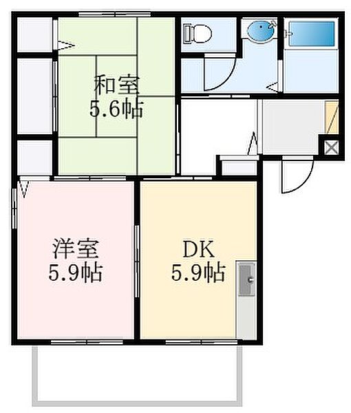 大阪府堺市中区東山(賃貸アパート2DK・2階・43.52㎡)の写真 その2