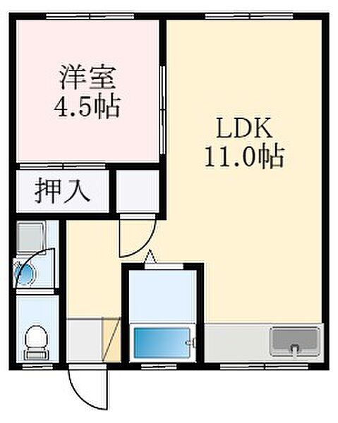 大阪府大阪狭山市半田2丁目(賃貸マンション1LDK・2階・34.00㎡)の写真 その2