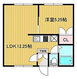 グローリヤハイム1 1LDKの間取図画像