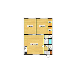 長谷部マンション 2LDKの間取図画像