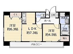 ダイアパレス清水谷 2LDKの間取図画像