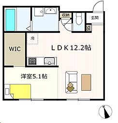 フォルテッツア城南 1LDKの間取図画像