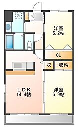 ビューテラス香椎 2LDKの間取図画像