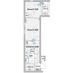 パレ・ホームズ一橋学園 2Kの間取図画像