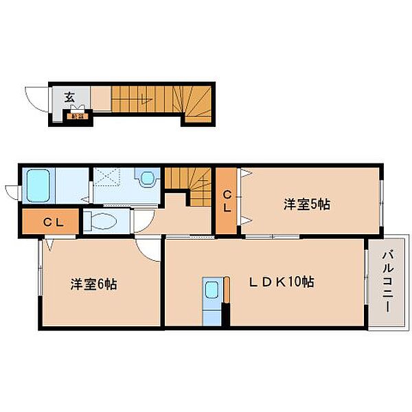 エスポワール梅美台 ｜京都府木津川市梅美台2丁目(賃貸アパート2LDK・2階・54.67㎡)の写真 その2