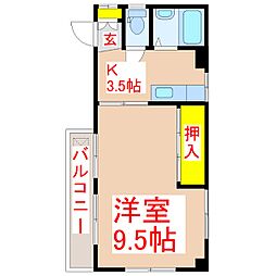 南ビル 1Kの間取図画像