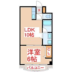 平之町タワーズ 1LDKの間取図画像