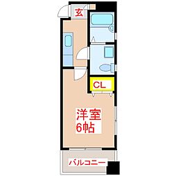 さくらヒルズ甲突町 1Kの間取図画像