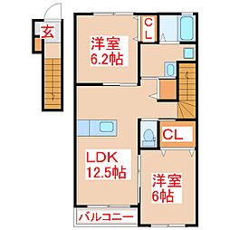 サンモール・K 2LDKの間取図画像