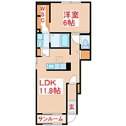 ソレイルヒル 1LDKの間取図画像