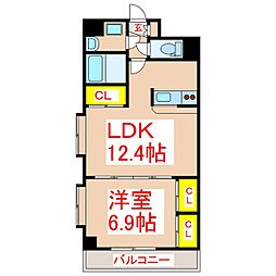 プルメリアハウス 1LDKの間取図画像