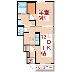 エスペール21吉野B 1LDKの間取図画像