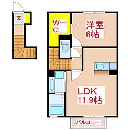 ディアス下伊敷 1LDKの間取図画像