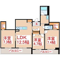 鹿児島市大竜町マンション 3LDKの間取図画像