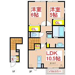 マーベラスコート2 2LDKの間取図画像