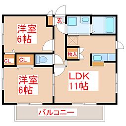 ベイサイドアベニュー 2LDKの間取図画像