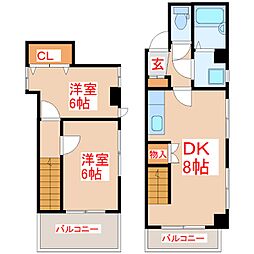 ダイム4 2DKの間取図画像