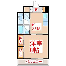 東カングランドマンション第一南林寺シーサイド 1Kの間取図画像