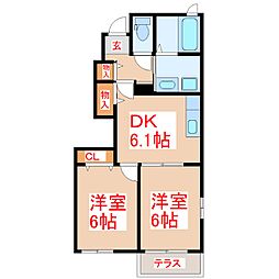 メゾン・ド・スリール1 2DKの間取図画像