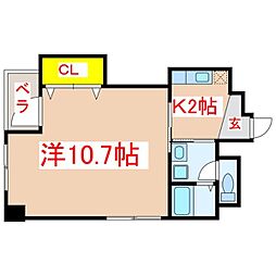 クレスト呉服町 1Kの間取図画像