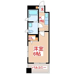 さくらヒルズ甲突町 1Kの間取図画像