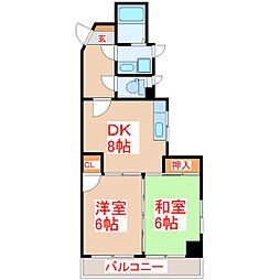 シーポート惟神 2DKの間取図画像