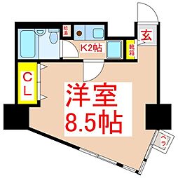 ライオンズマンション天文館 1Kの間取図画像