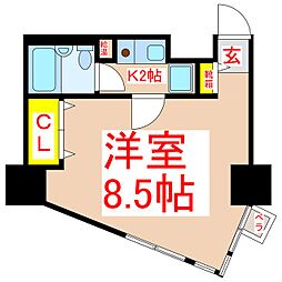 ライオンズマンション天文館 1Kの間取図画像