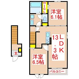 イーグルコート2 2LDKの間取図画像