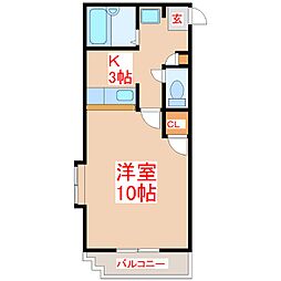 コンフォール上本町 1Kの間取図画像