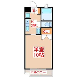 コーポリバーサイド 1Kの間取図画像