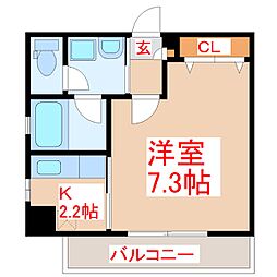 さくらヒルズ樋之口五番館 1Kの間取図画像
