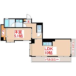 さくらヒルズ新屋敷弐番館 1LDKの間取図画像