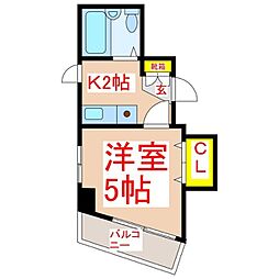 ダイム4 1Kの間取図画像