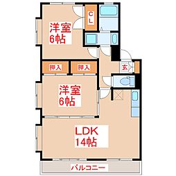 ドルチェ大竜 2LDKの間取図画像