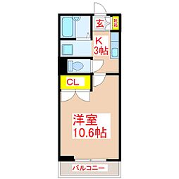 ステーションヒルズK 1Kの間取図画像