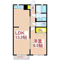 ハッピー・バード 1LDKの間取図画像