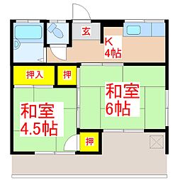 コーポ柳川 2Kの間取図画像
