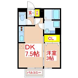 メゾン・ラフィーネ 1DKの間取図画像