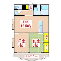 パームビーチ重富 2LDKの間取図画像