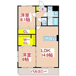 ブランニューM 2LDKの間取図画像